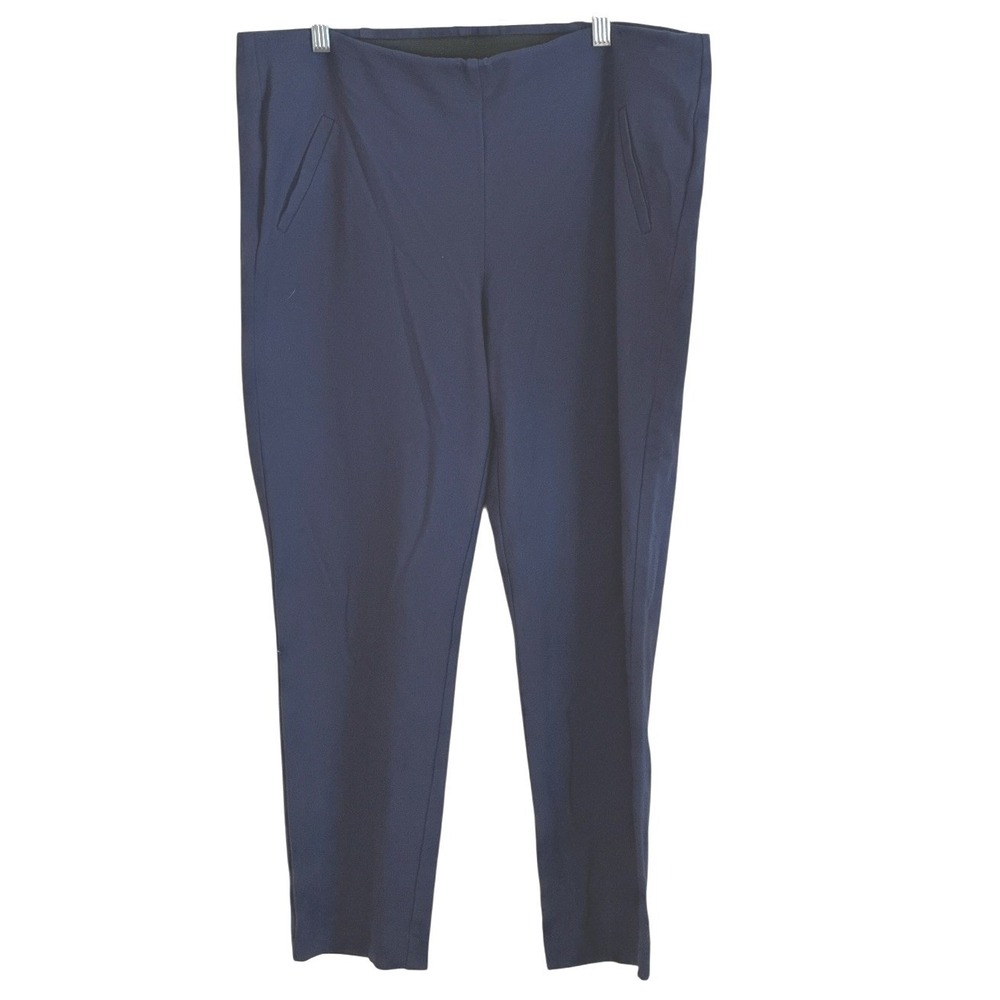 Chicos Fabulously Slimming Ankle Pants Navy Blue Ponte Knit Classic Chic 3 XL 16